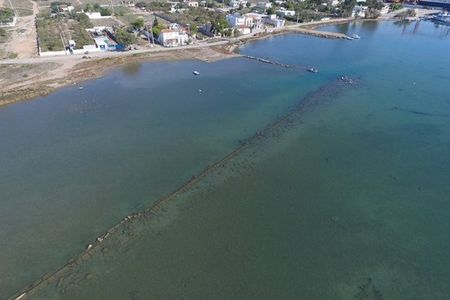 One of the submerged walls found in Ampelakia Bay 