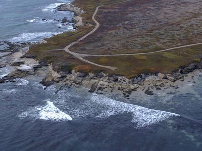 Aerial view of Government Point, located within Point Conception State Marine Reserve and the newly designated Chumash Heritage National Marine Sanctuary