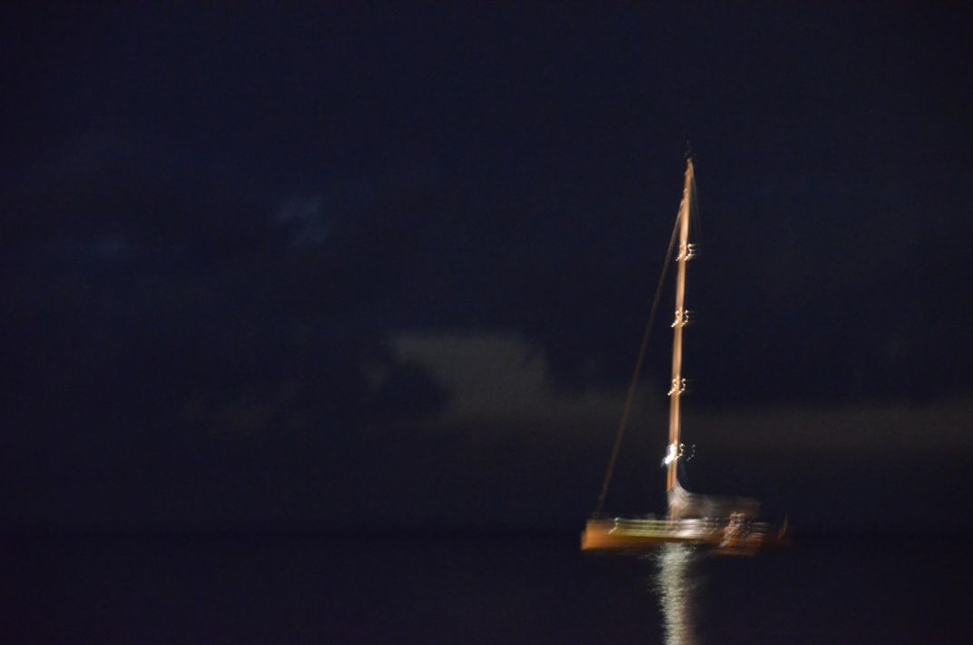 lights on sailboat at night