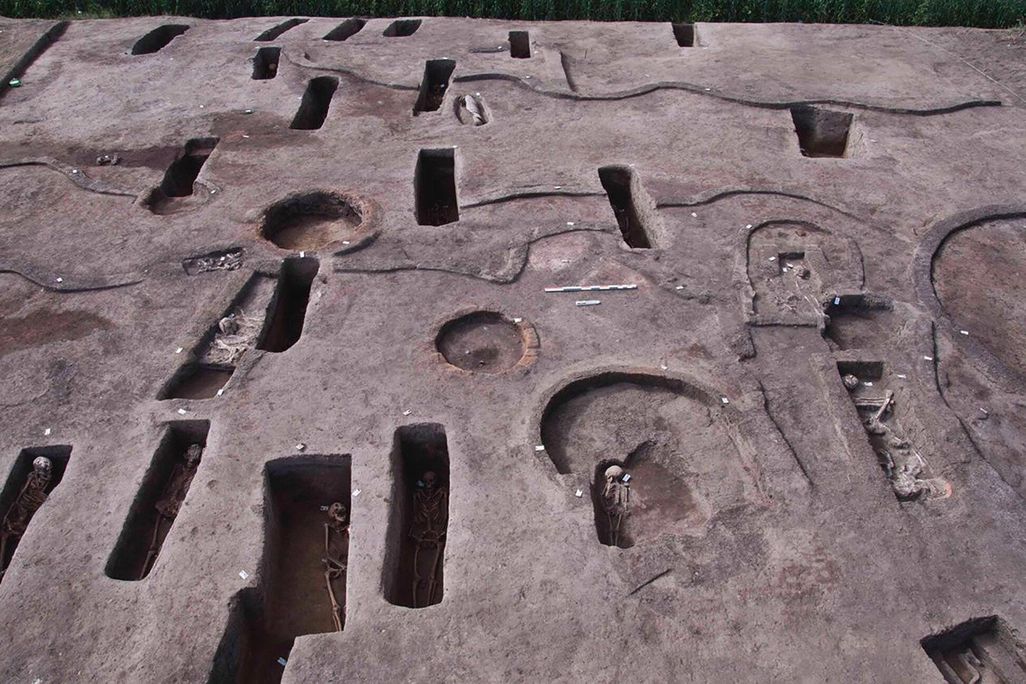 Aerial view of tombs found in Egypt