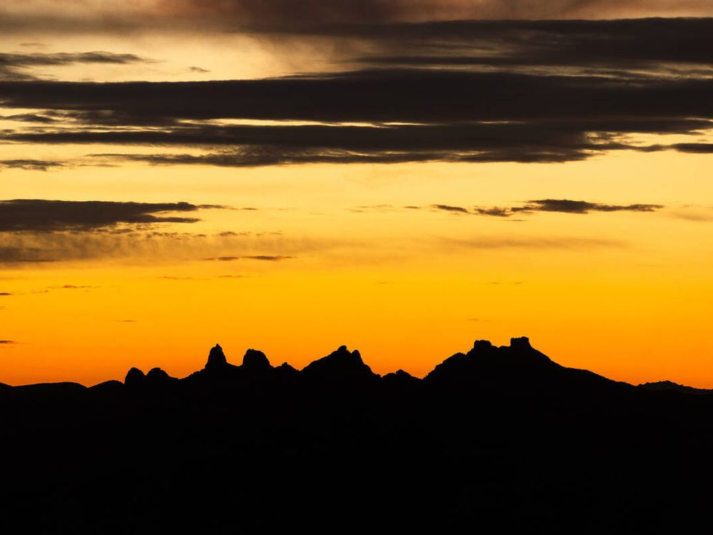 Sunset with silhouette of mountains