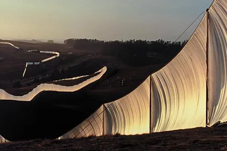Christo's 24.5-mile-long, 18-foot-high Running Fence graced the hills of two California counties for two weeks in September 1976.