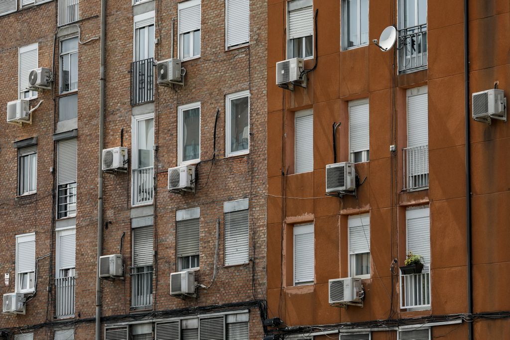 air conditioning units on Madrid apartment buildings