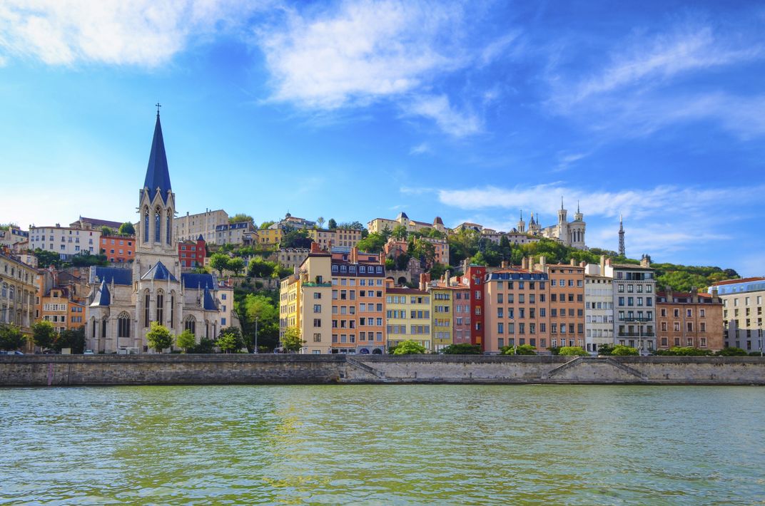 The city of Lyon, along the Rhône River