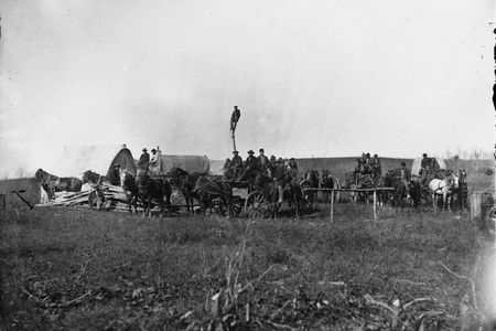 USMT workers set up telegraph lines during the Civil War. 