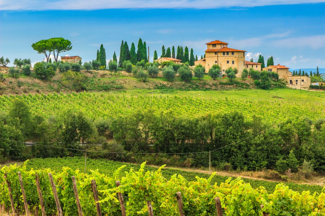 A hilltop villa amid the vineyards of Chianti