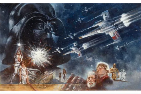 The half-sheet illustration was revealed weeks before the premiere of Star Wars in 1977. (The movie was later retitled&nbsp;Star Wars: Episode IV&mdash;A New Hope.)