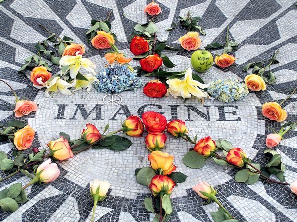 John Lennon memorial in New York City at Strawberry Field in Central Park. thumbnail
