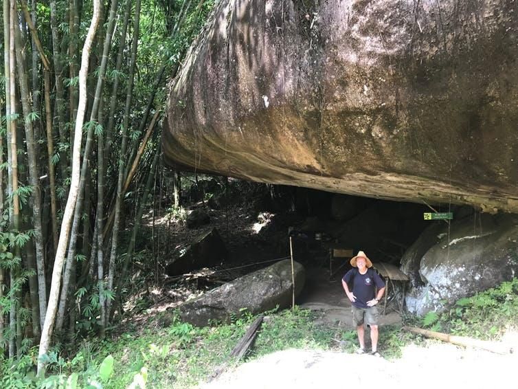 The author in the spot where Wallace described ‘a cool spring under an overhanging rock just below the cottage.’