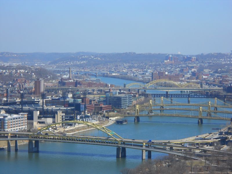 Allegheny River bridges seen from Pittsburgh's Duquesne Incline ...