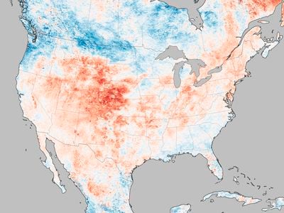 The Northern Hemisphere's mid-latitudes have experienced many heat waves in recent years, such as one that fueled Rocky Mountain wildfires in summer 2012. Warmer-than-normal temperatures appear red in this NASA image of North America on June 28, 2012.