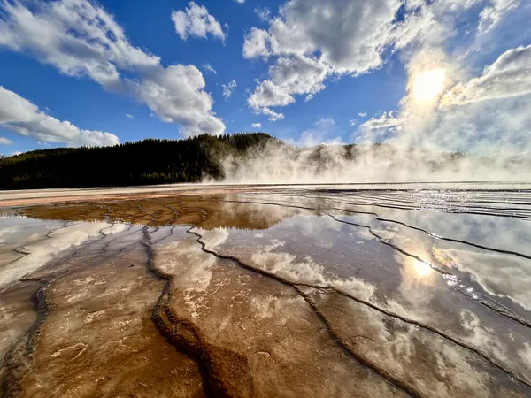 Steam off the Grand Prismatic at Yellowstone thumbnail