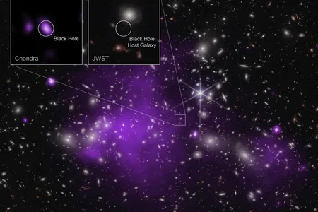 The galaxy cluster Abell 2744, which lies in front of the galaxy containing the newly discovered black hole