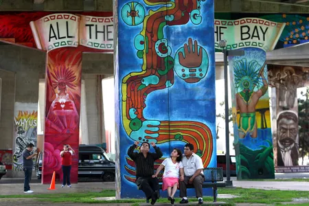 On April 22, 1970, a local community rose up after many unwanted intrusions into their neighborhood, including the building of the I-5 freeway. Today, Chicano Park with its monumental murals is a National Historic Landmark.