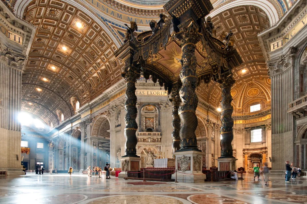 Interior of St. Peter's Basilica with Bernini's Baldacchino 