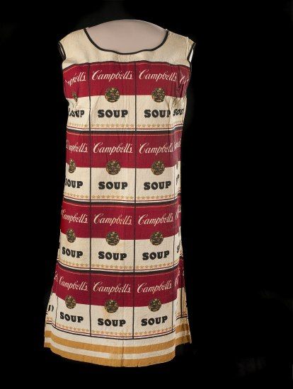 Shift dress with red and white Cambell's soup can print