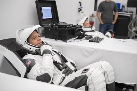 Astronauts Bob Behnken and Doug Hurley assigned to first SpaceX crewed launch test out their new space suits.
