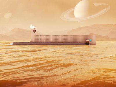Artist's conception of a Titan-exploring submarine.