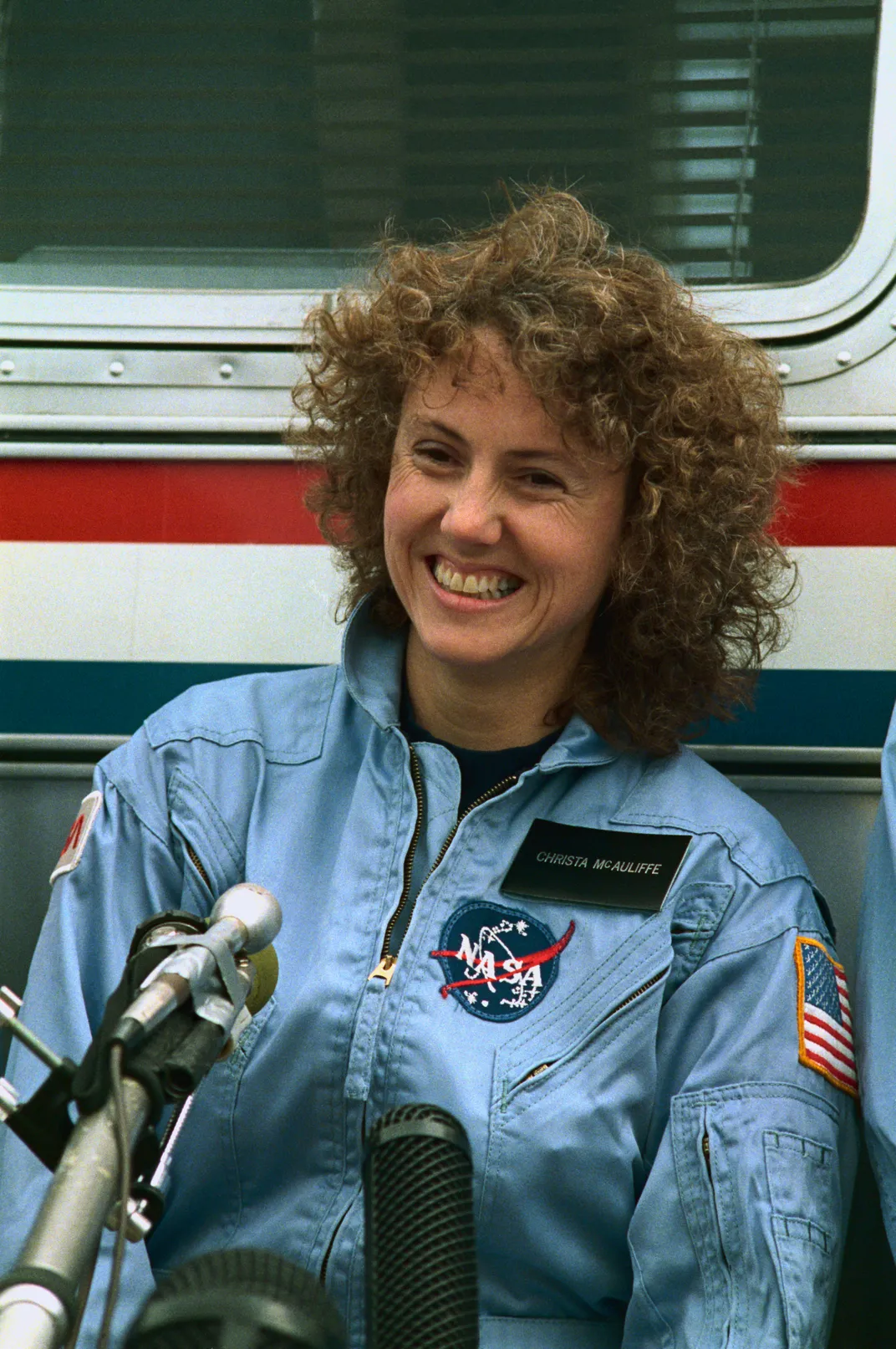 Christa McAuliffe at the Kennedy Space Center days before the Challenger launch