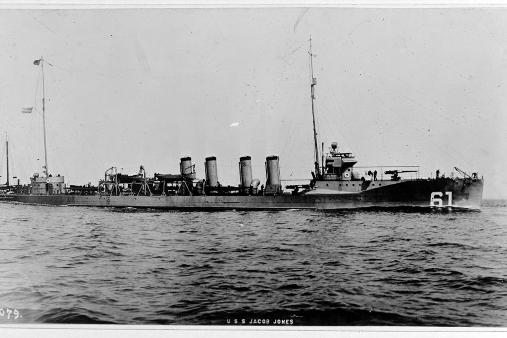 Black and white photo of ship