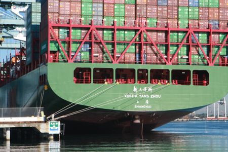 Container ships can now plug in while berthed at the Port of Los Angeles, which lets them use the electric grid to keep the lights on rather than burning fossil fuels.