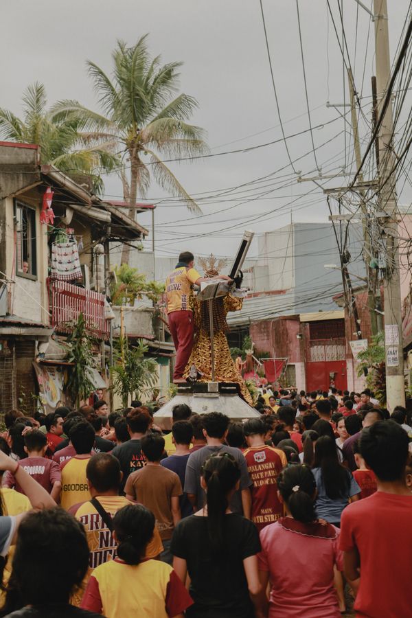 The Back of a Black Nazarene Procession in the Streets of the Philippines thumbnail