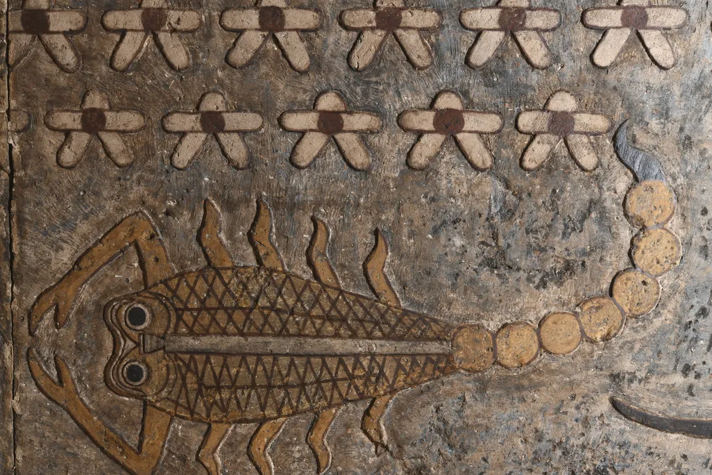 A depiction of the Scorpio zodiac sign at the Temple of Esna in Egypt