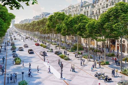 The new plan creates more space for pedestrians and trees.