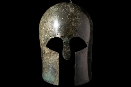 The helmet was made in the Corinthian style, though historians don&#39;t know whether the style actually originated in Corinth.