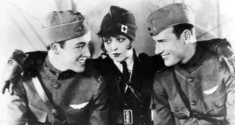 L-R: Charles Rogers, Clara Bow, Richard Arlen in Wings