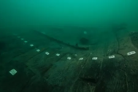 Underwater view of ship 17's hull