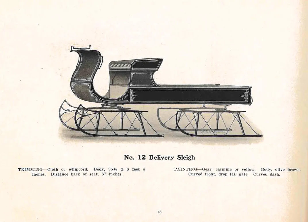 Turn of the 20th century illustration of delivery sleigh.