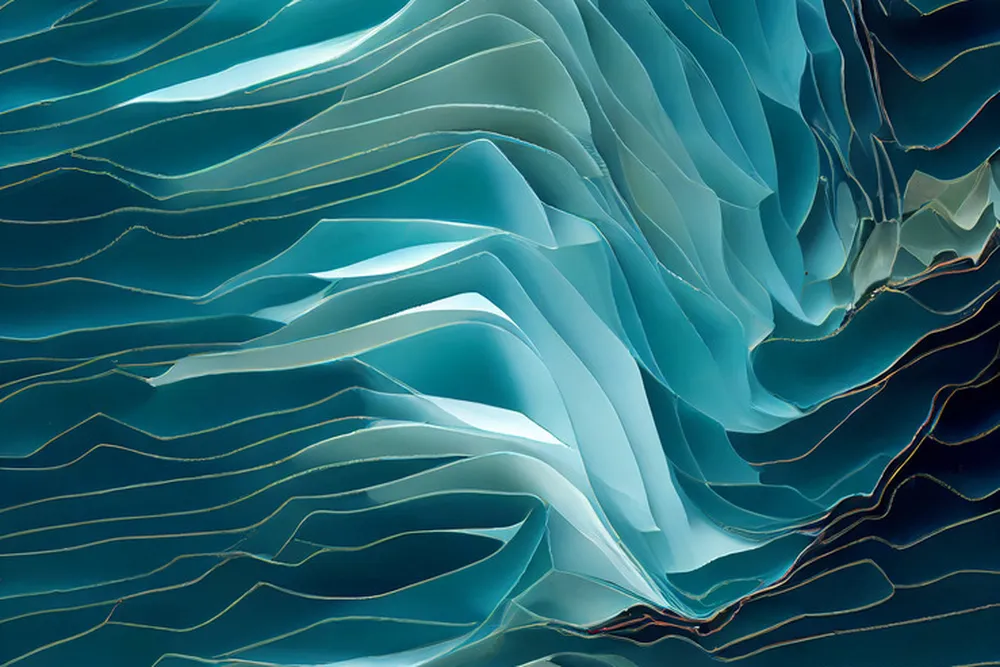 4 blue folds of materials