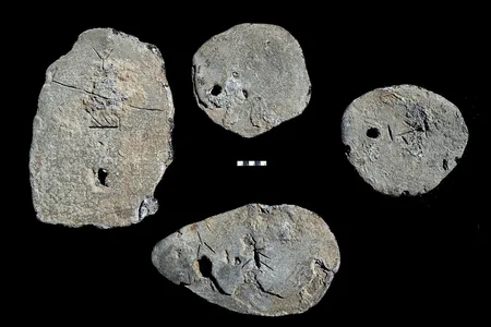 Four lead ingots found in a shipwreck off the coast of Israel feature Cypro-Minoan markings but actually originated in Sardinia.