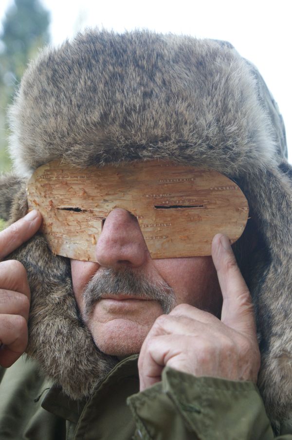 preventing snow blindness with birch bark goggles thumbnail