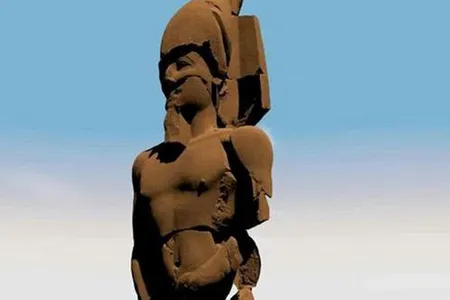 Partial rendering of Psamtek I's statue