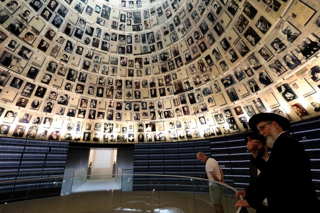 A large rotunda with pictures all over it