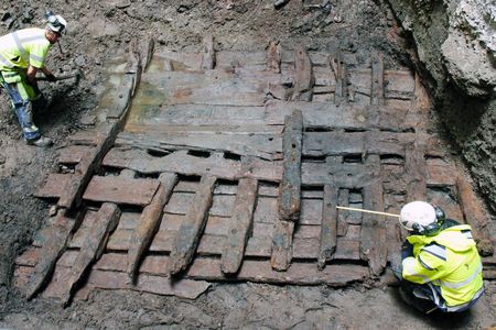 Archaeologists Daniel Matsenius and Philip Tonemar recovering the probable remnants of Samson, a ship build in the 16th century
