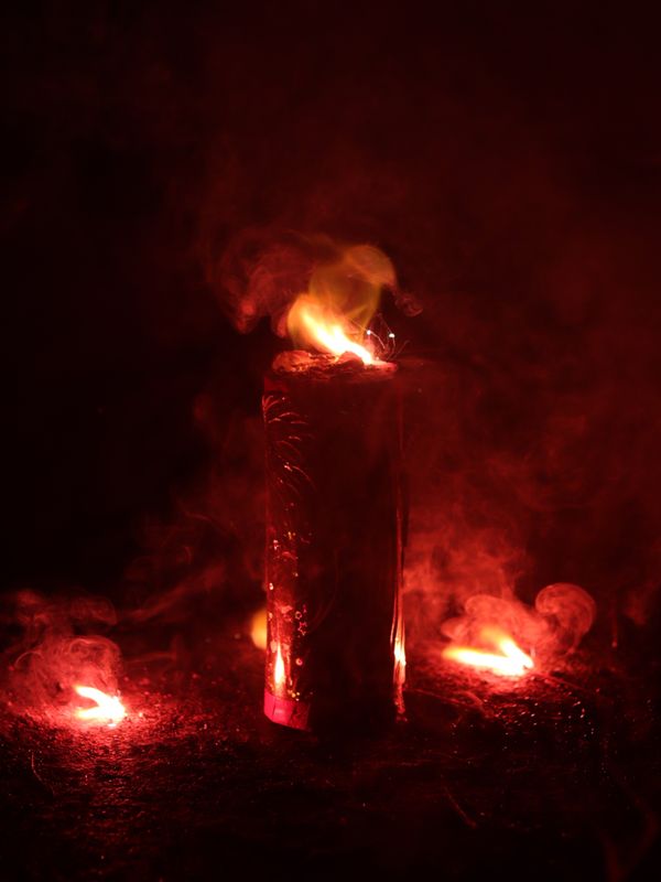 A Burnt tubri firework while celebrating Diwali, The festival of lights. thumbnail