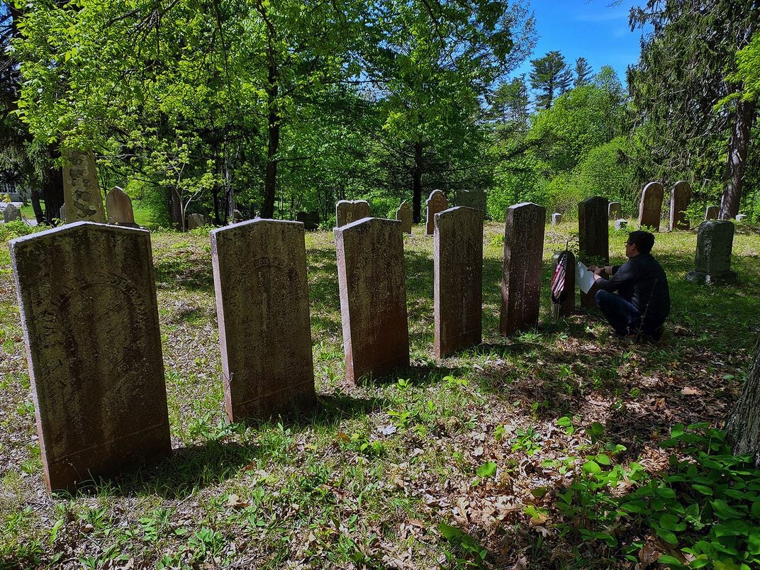 Merrill's grave in West Newbury, Massachusetts