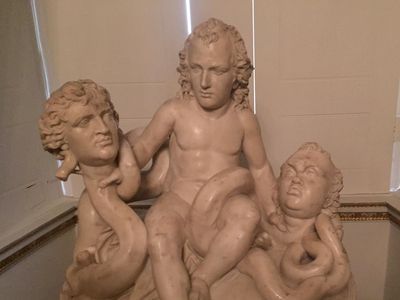 An Italian marble sculpture of William Pitt the Younger as the Infant Hercules Strangling the Serpents Fox and North by Pieratoni (called ’Sposino’), c.1790