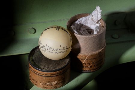 Rare souvenir: Sold in 1936, this ping-pong ball flew across the Atlantic—twice—with Dick Merrill.