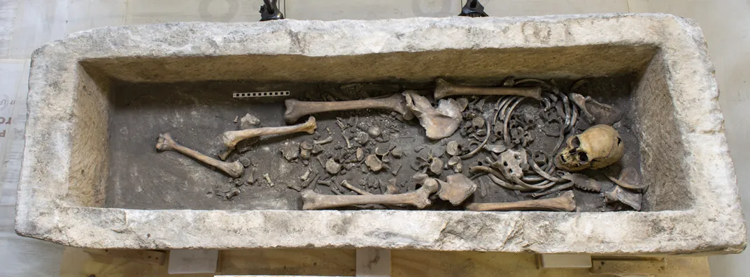 Skeleton in sarcophagus