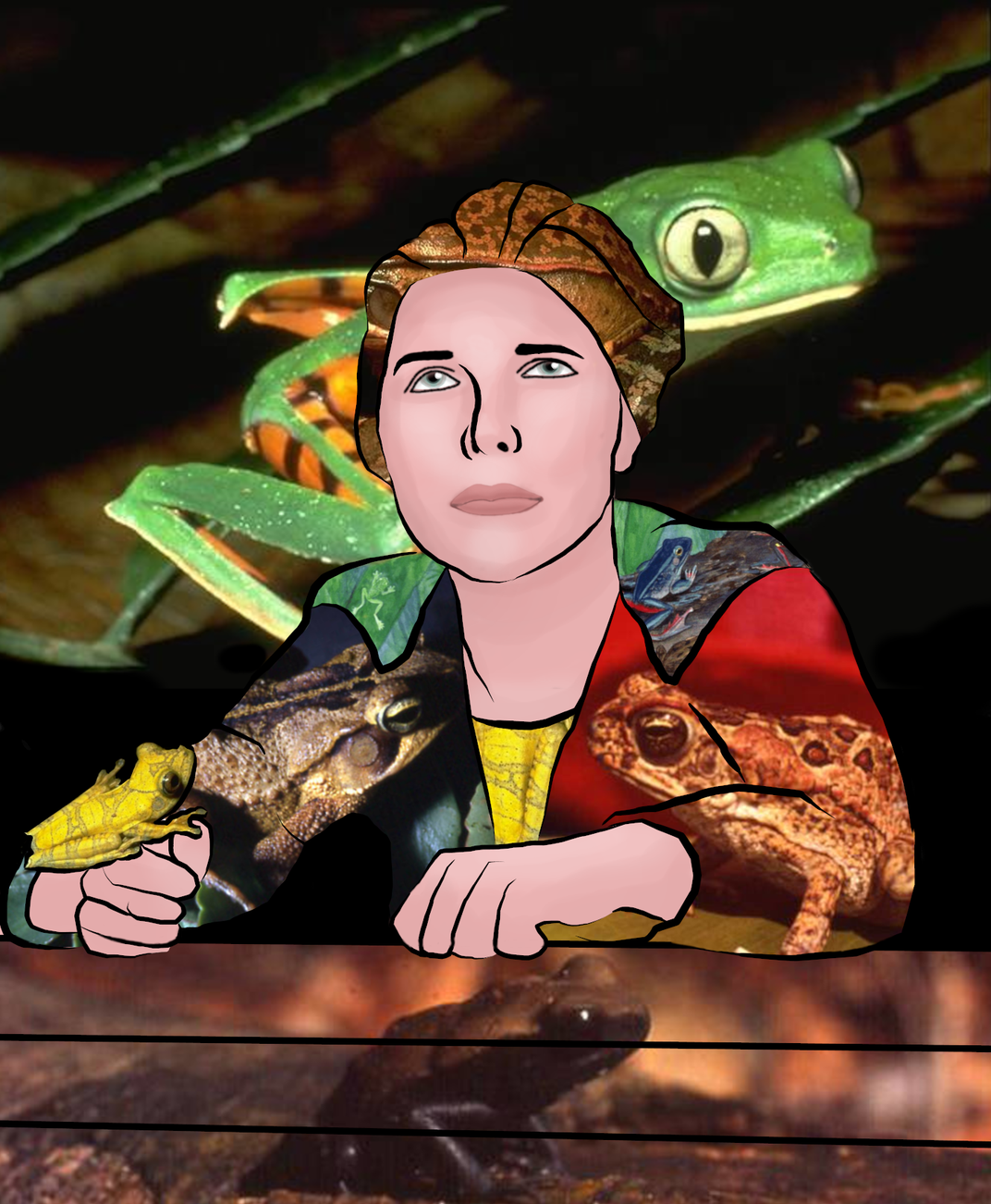 Doris Corchan overlaid with frogs