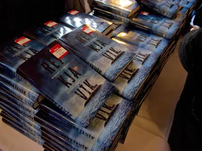 Signed copies of the thriller Reykjavik, co-written by Iceland&#39;s Prime Minister Katr&iacute;n Jakobsd&oacute;ttir and Icelandic author Ragnar Jonasson, one of the most popular crime writers in the world, are pictured during the official release of the book in Reykjavik, Iceland, on October 25, 2022.