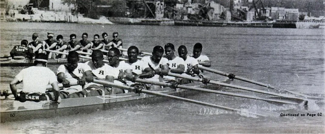 A photo from a 1962 Ebony ​​​​​​​magazine feature about Howard's crew program