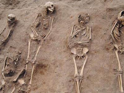 Archaeologists unearthed the remains of at least 48 individuals, including 27 children.