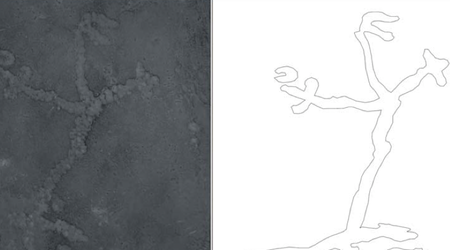 A photograph (A) and outline (B) of the human-like drawing