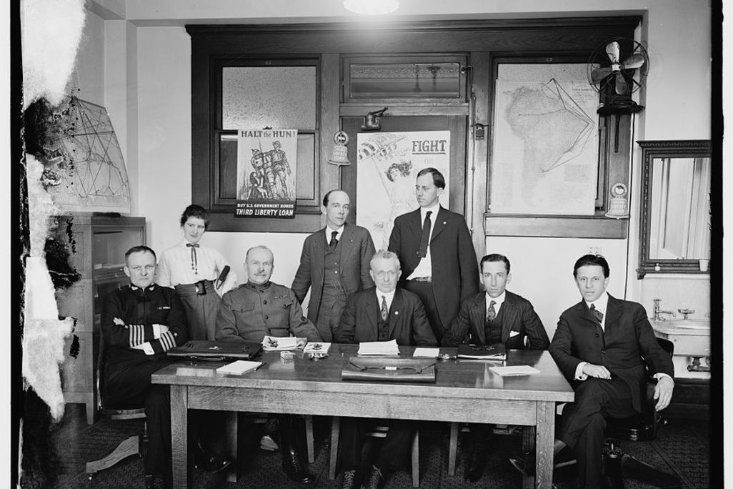 The censorship board. George Creel is seated at far right