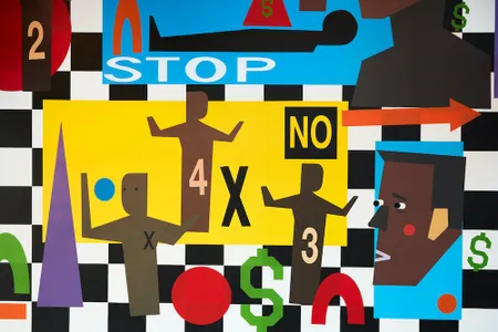 Nina Chanel Abney, Untitled, 2019. Installation view, the Institute of Contemporary Art/Boston, 2019. 